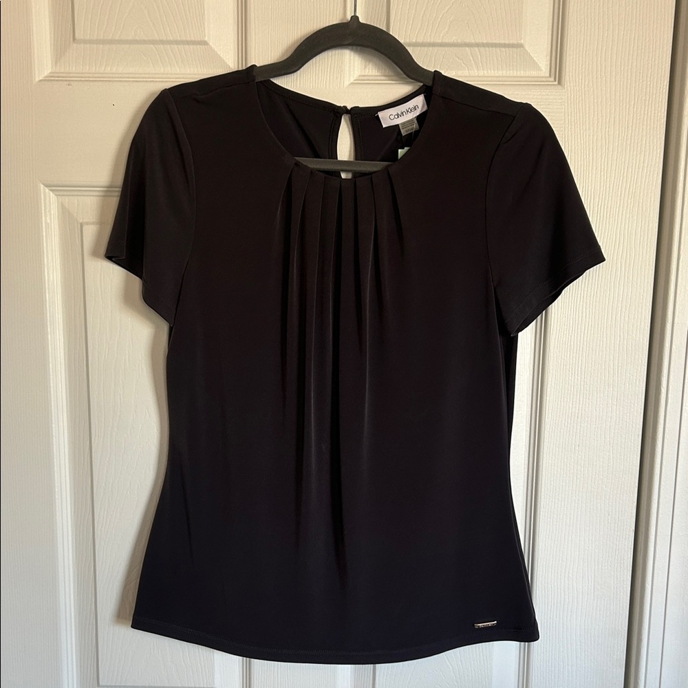 Calvin Klein Women's Elegant Dark Grey Blouse